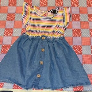 Colorful Striped Denim Kids Dress